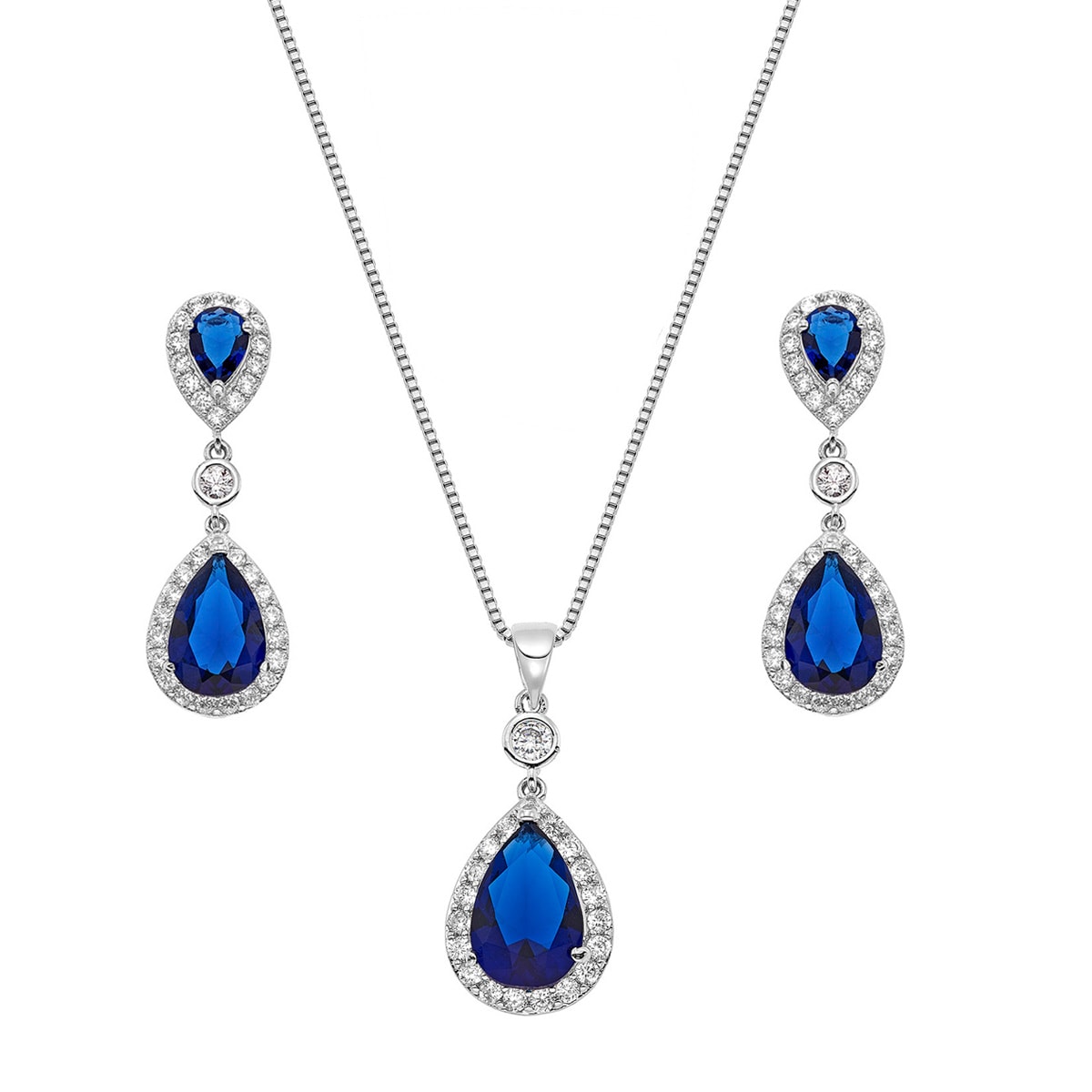 Gloria Hope Jewelry Set With Blue Zircons