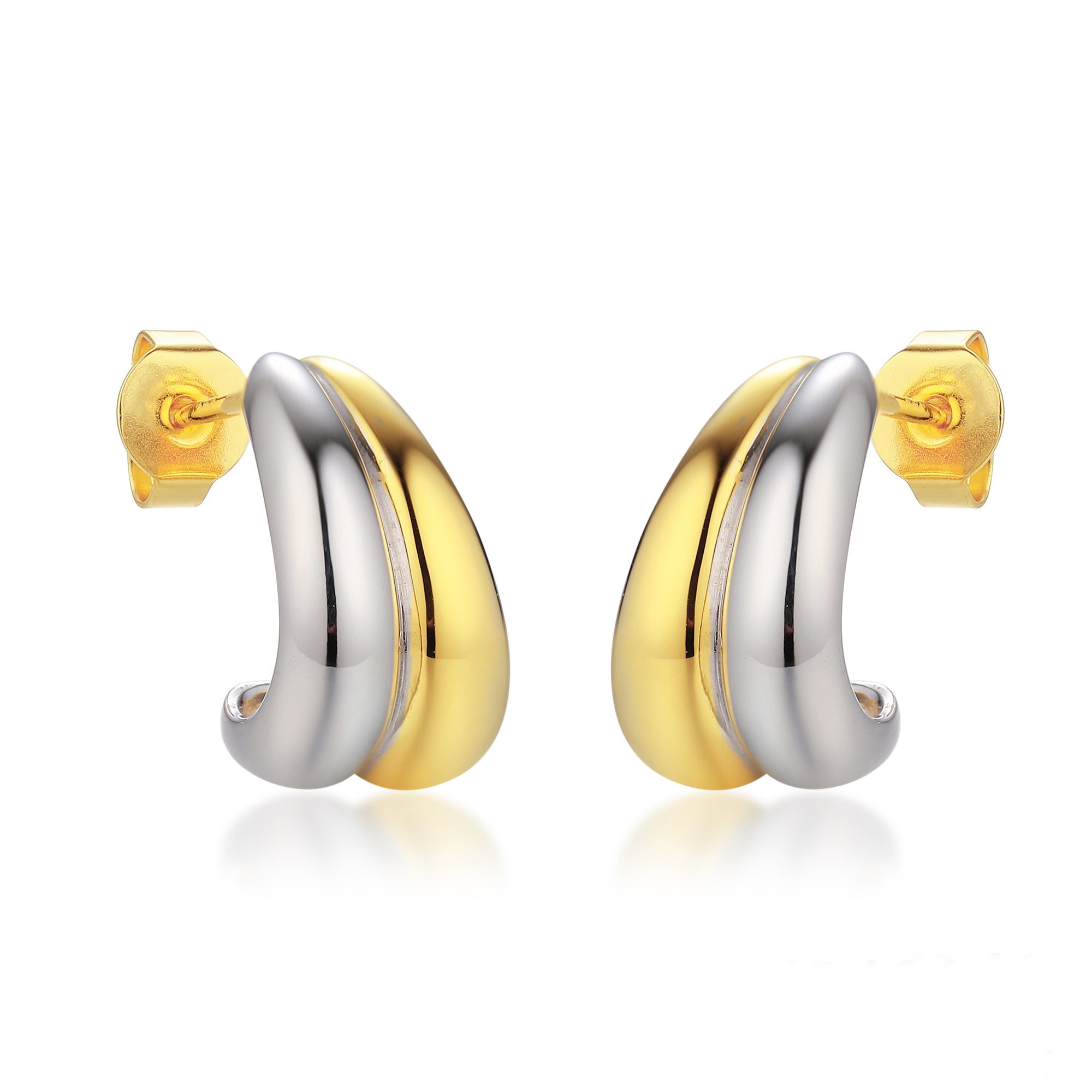 Gloria Hope K18 Vermeil Stud Earrings Two Tones