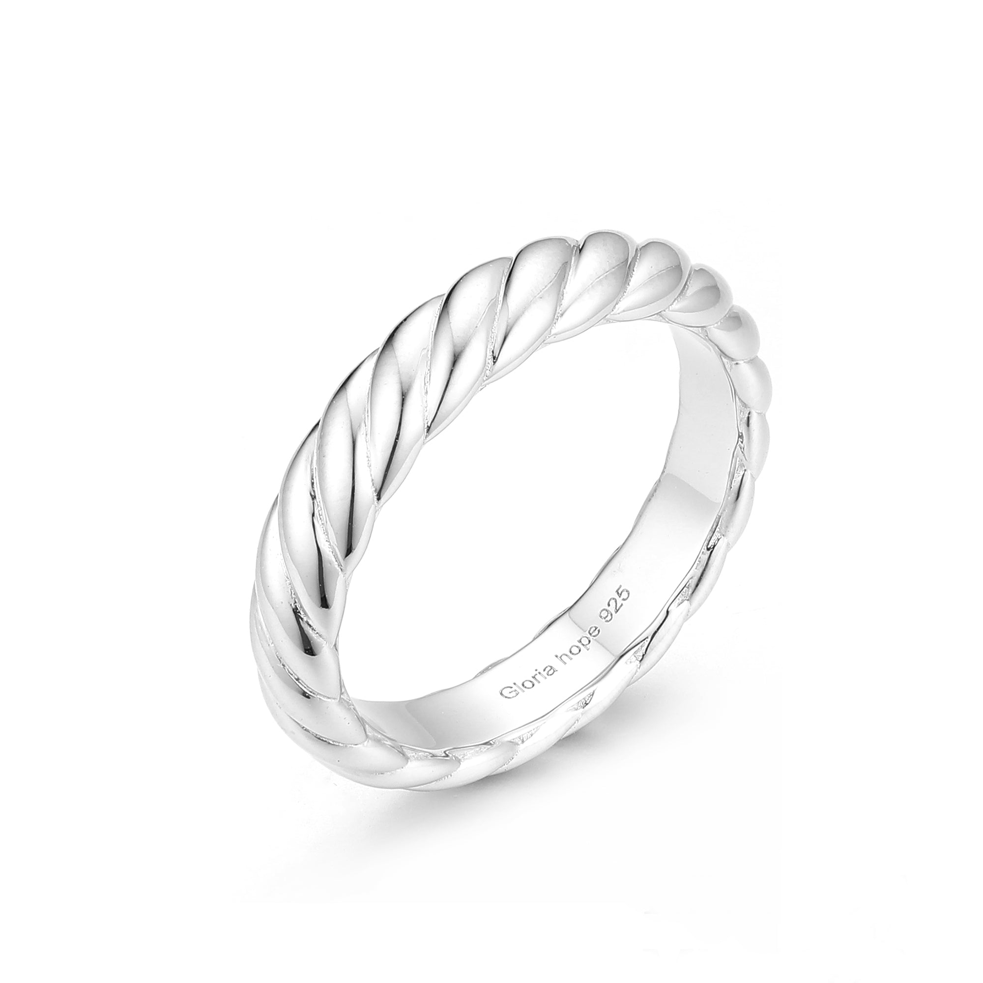 Gloria Hope Silver Twisted Band Ring