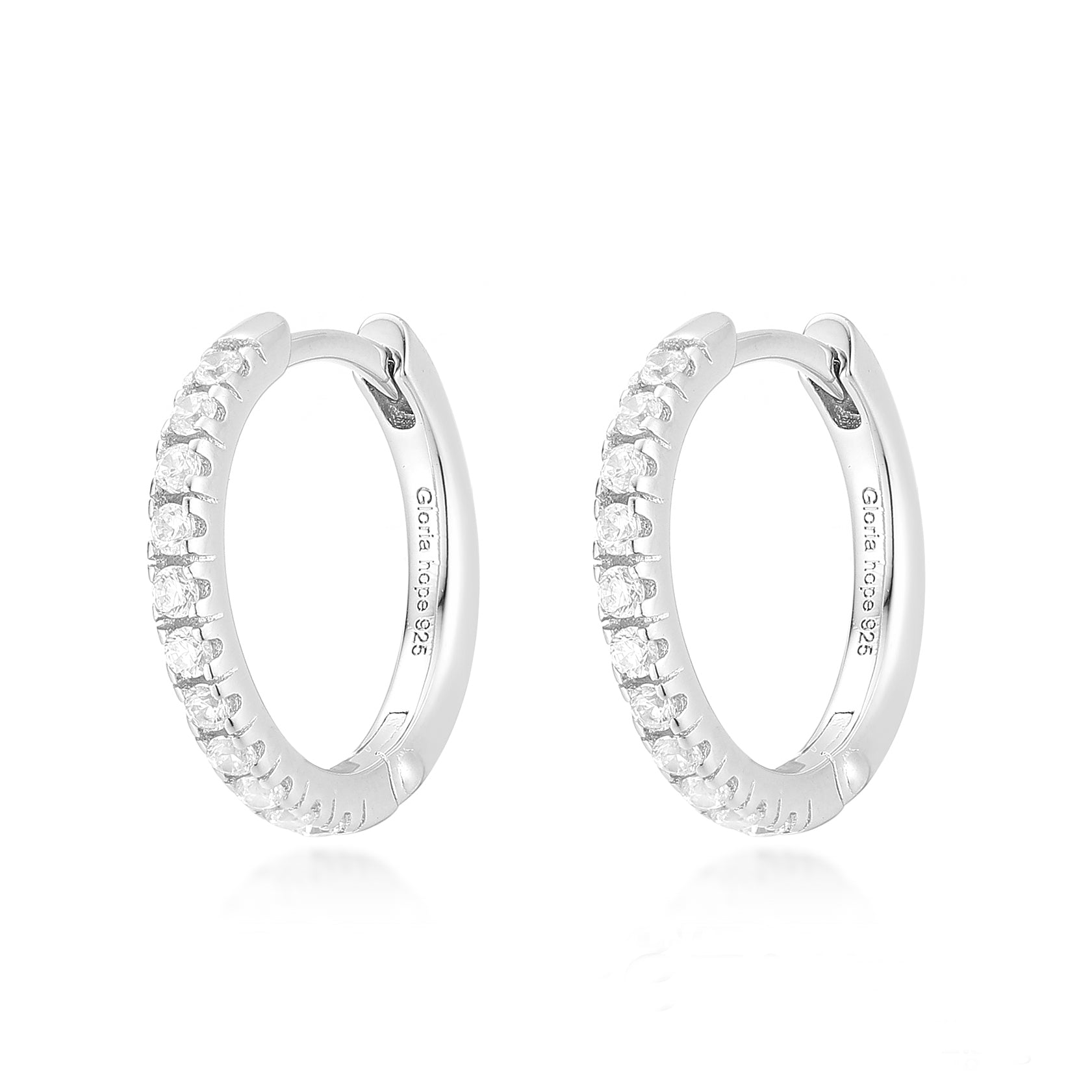 Gloria Hope Silver Hoop Earrings with Cz