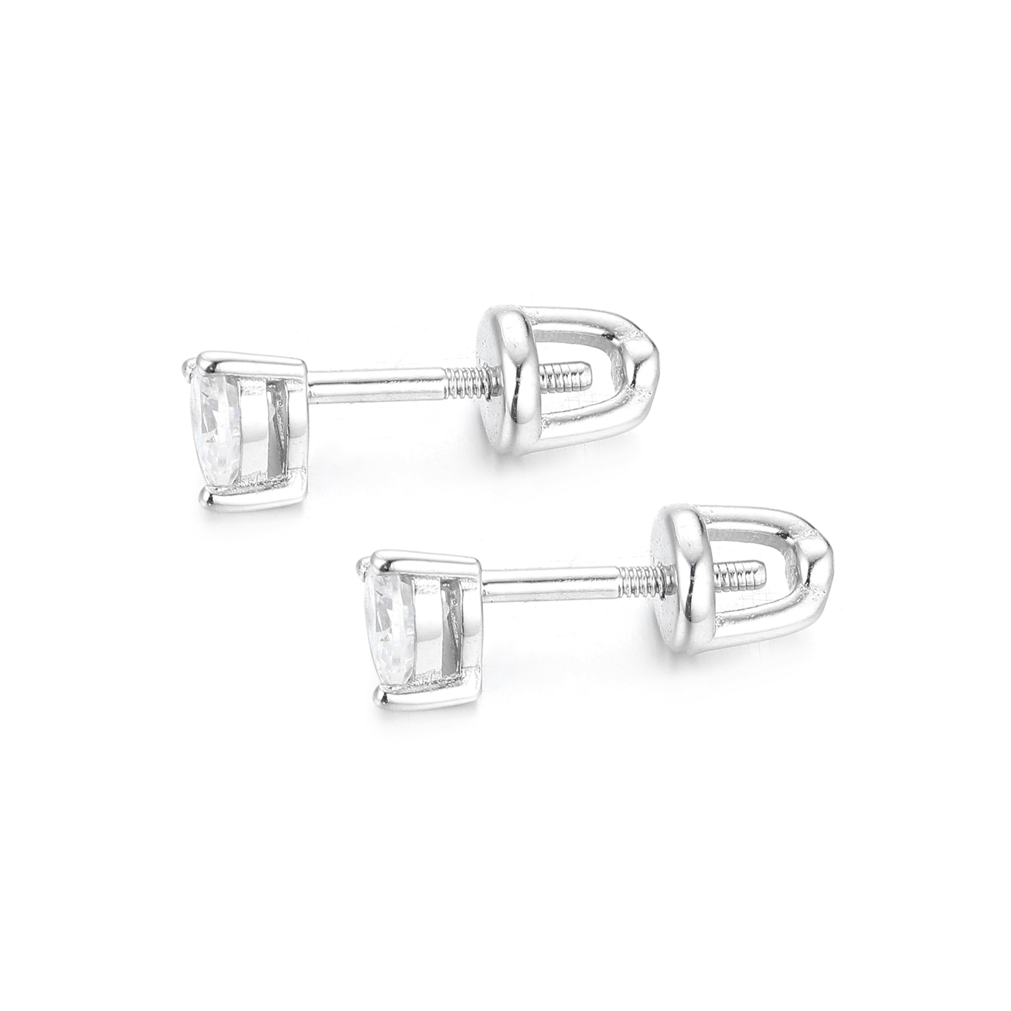 Gloria Hope Silver Heart Cz Earrings