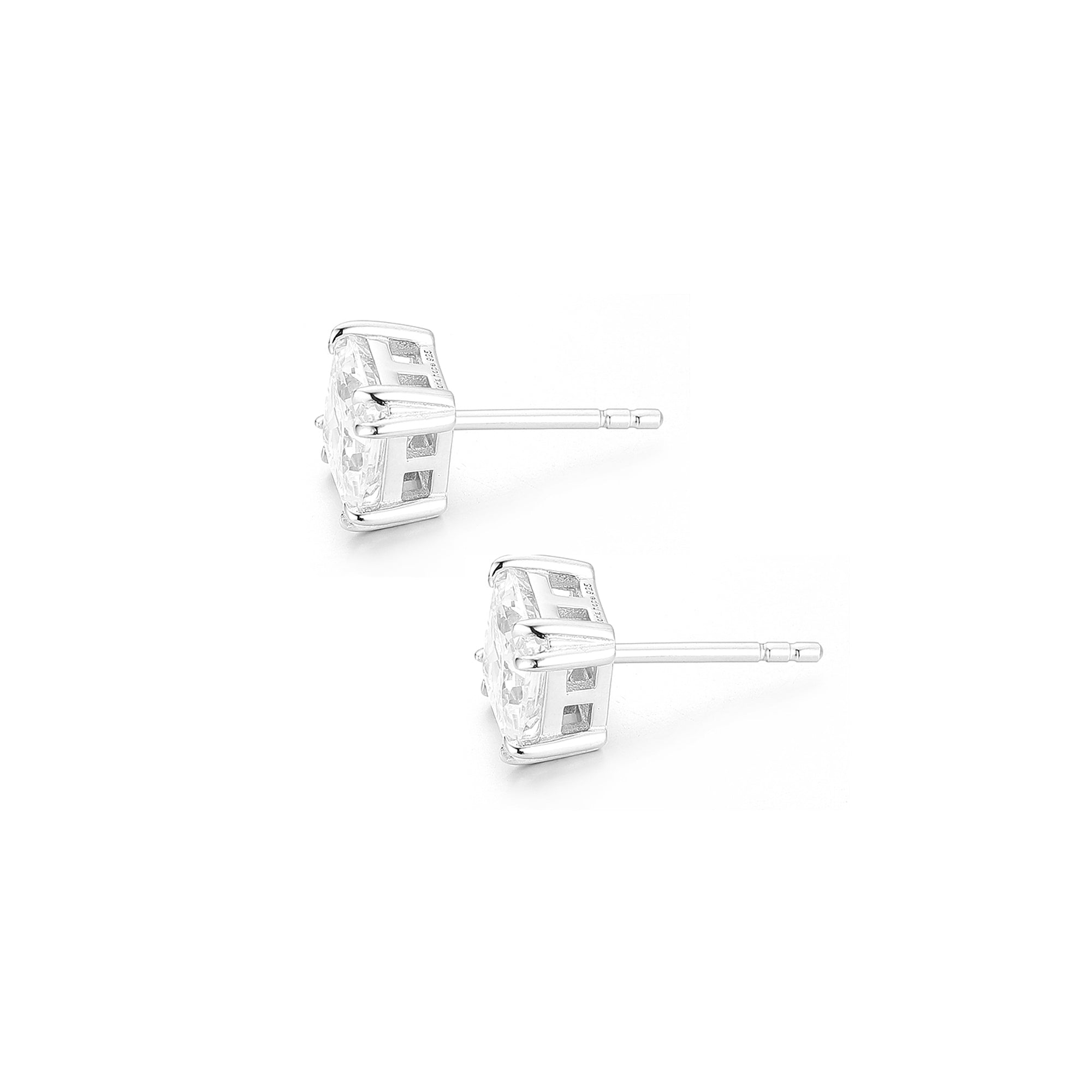 Gloria Hope Silver Square Cz Earrings