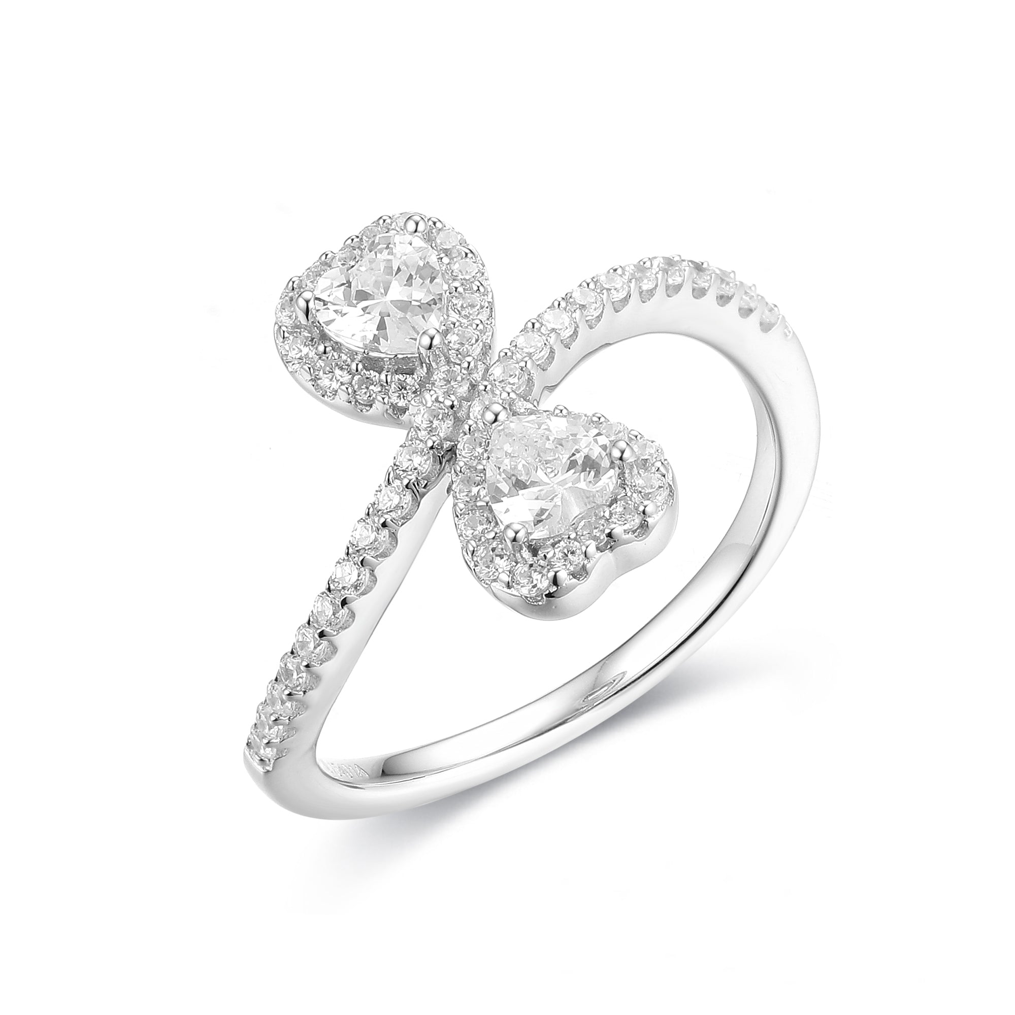 Gloria Hope Silver Double Heart Ring