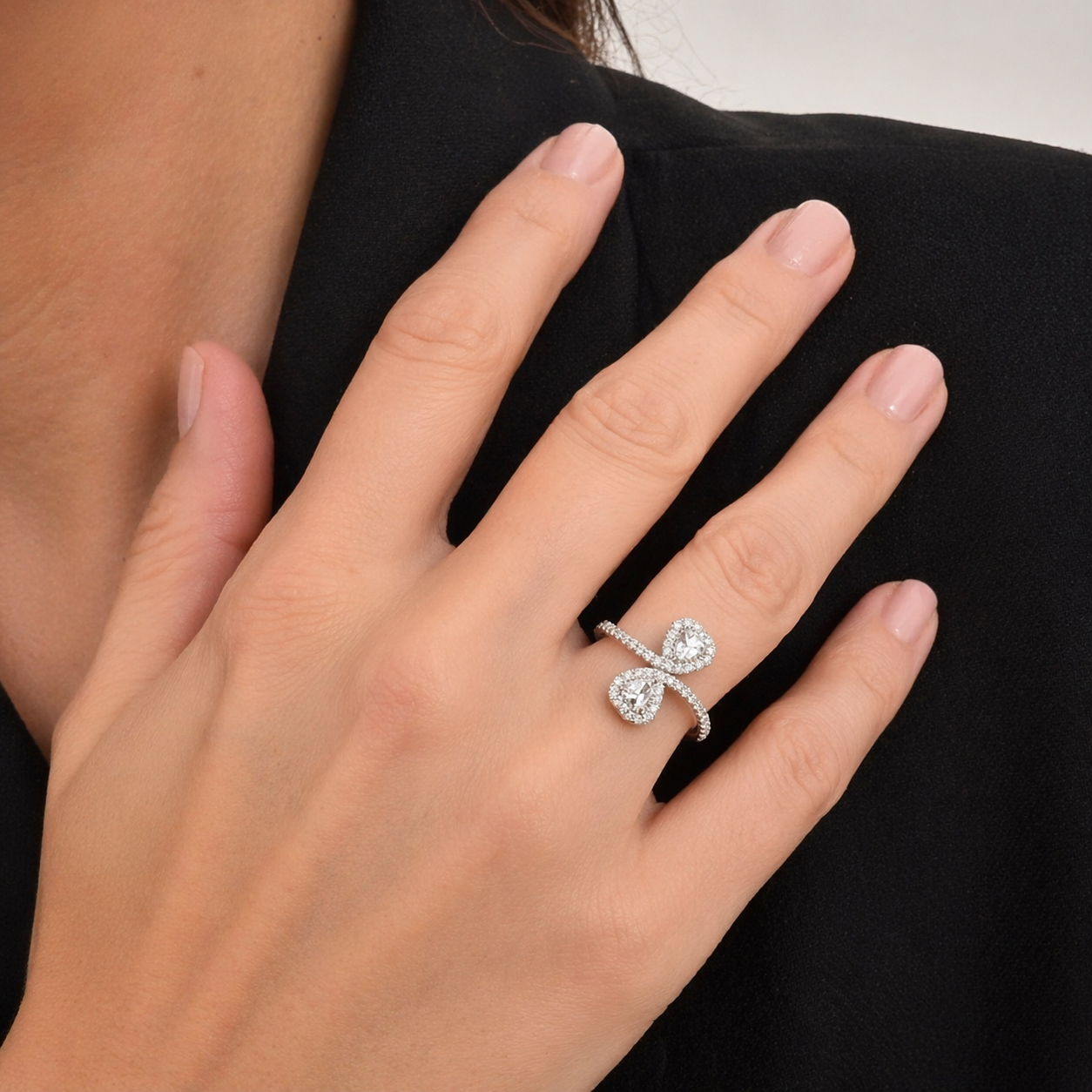 Gloria Hope Silver Double Heart Ring