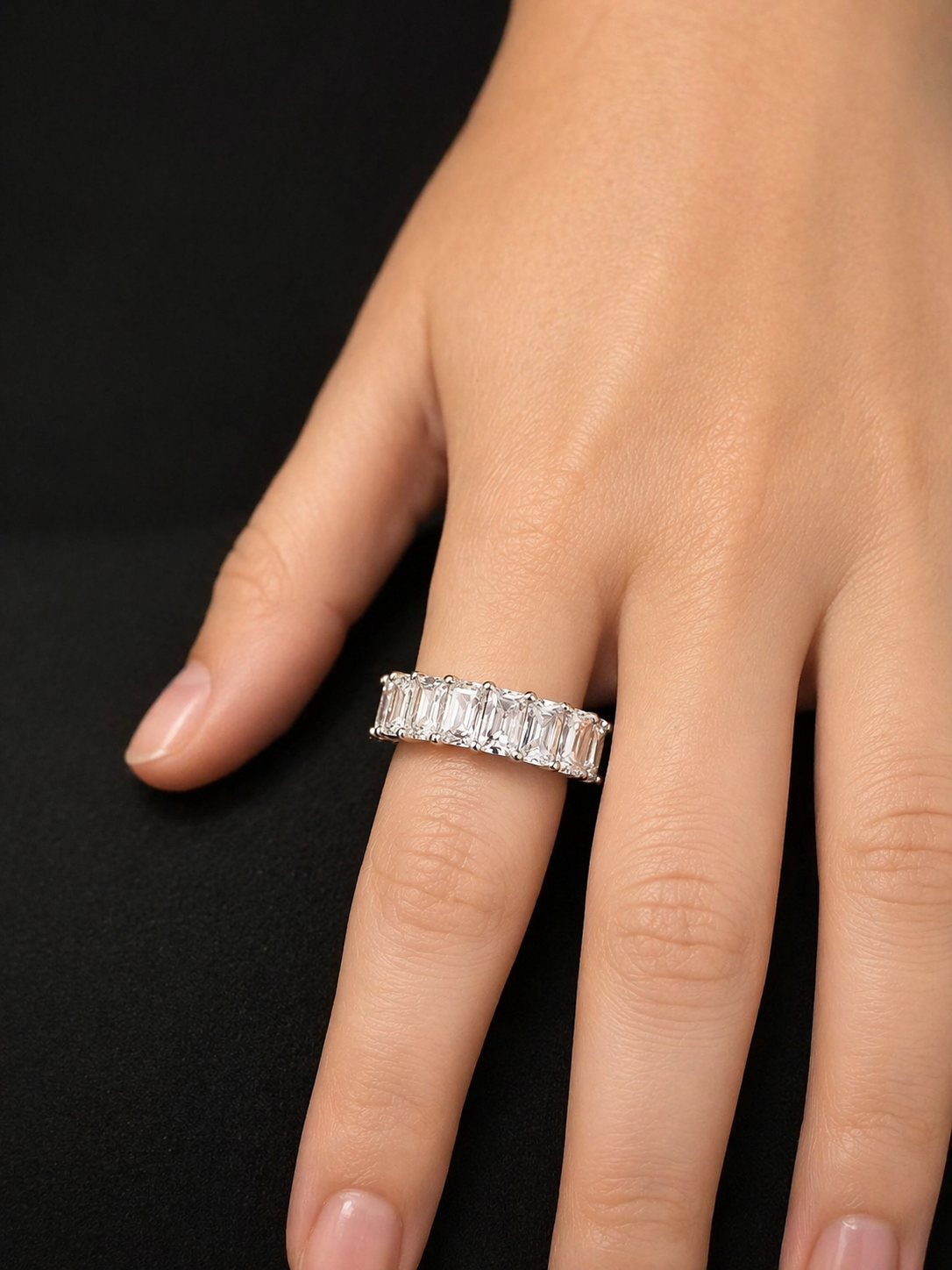 Gloria Hope Silver Baguette Band Ring