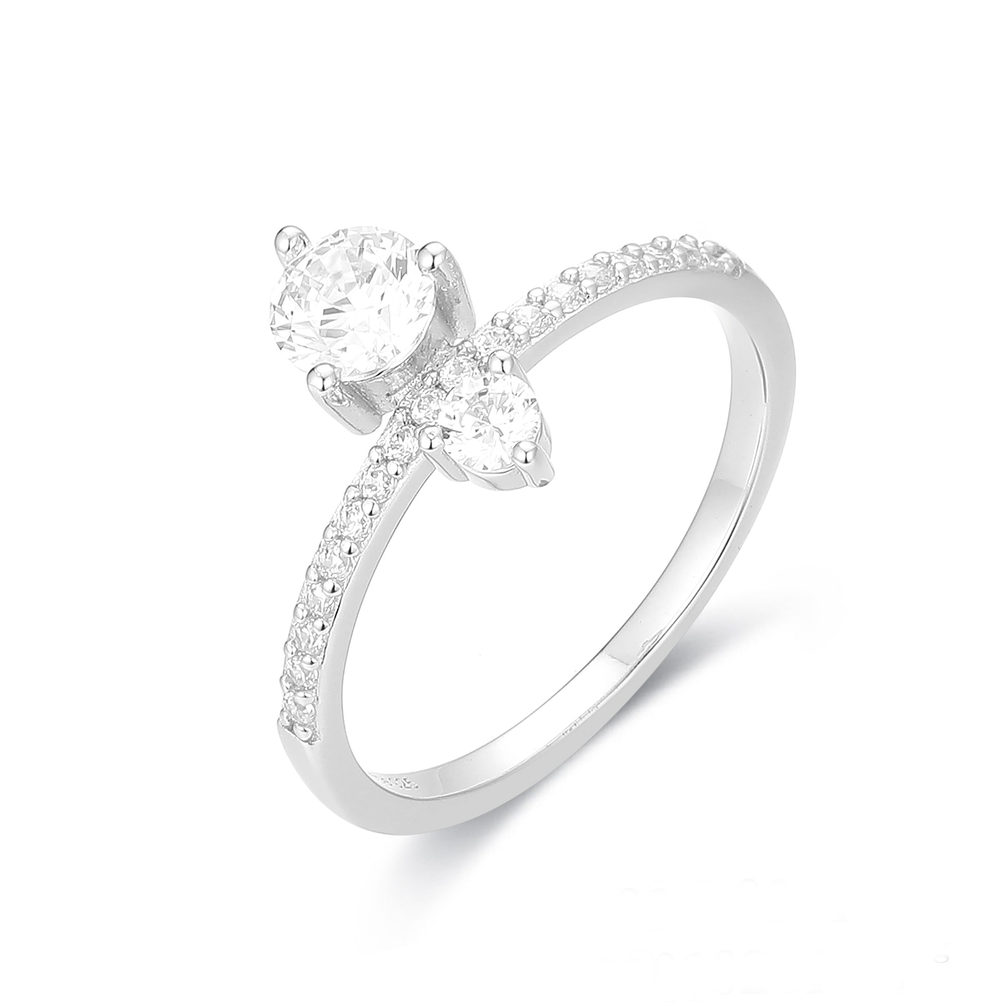 Gloria Hope Silver Double Stone Pave Band Ring