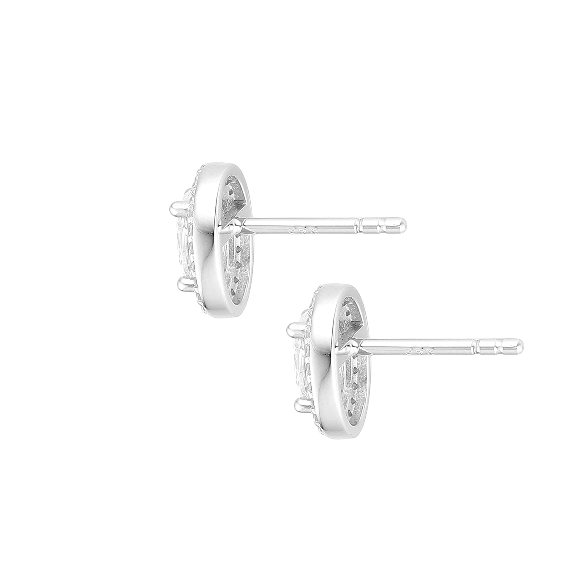 Gloria Hope Silver Oval Pave Earrings