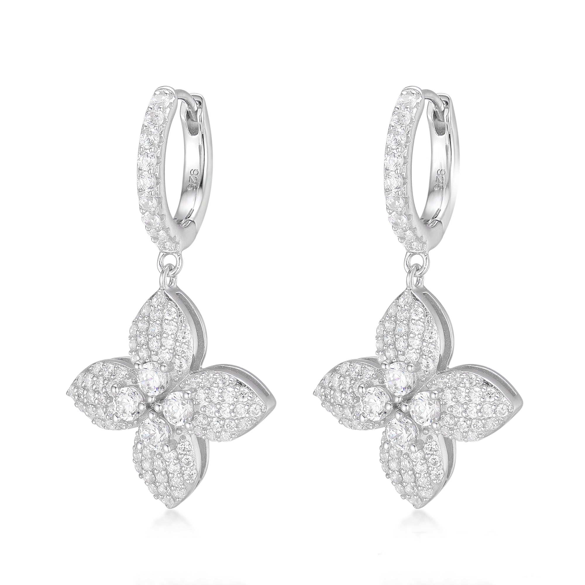 Gloria Hope Silver Full Pave Earrings