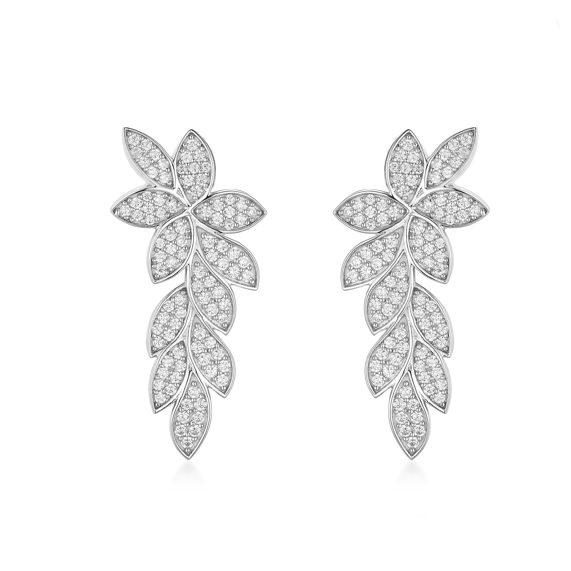 Gloria Hope Silver Pave Flower Earrings