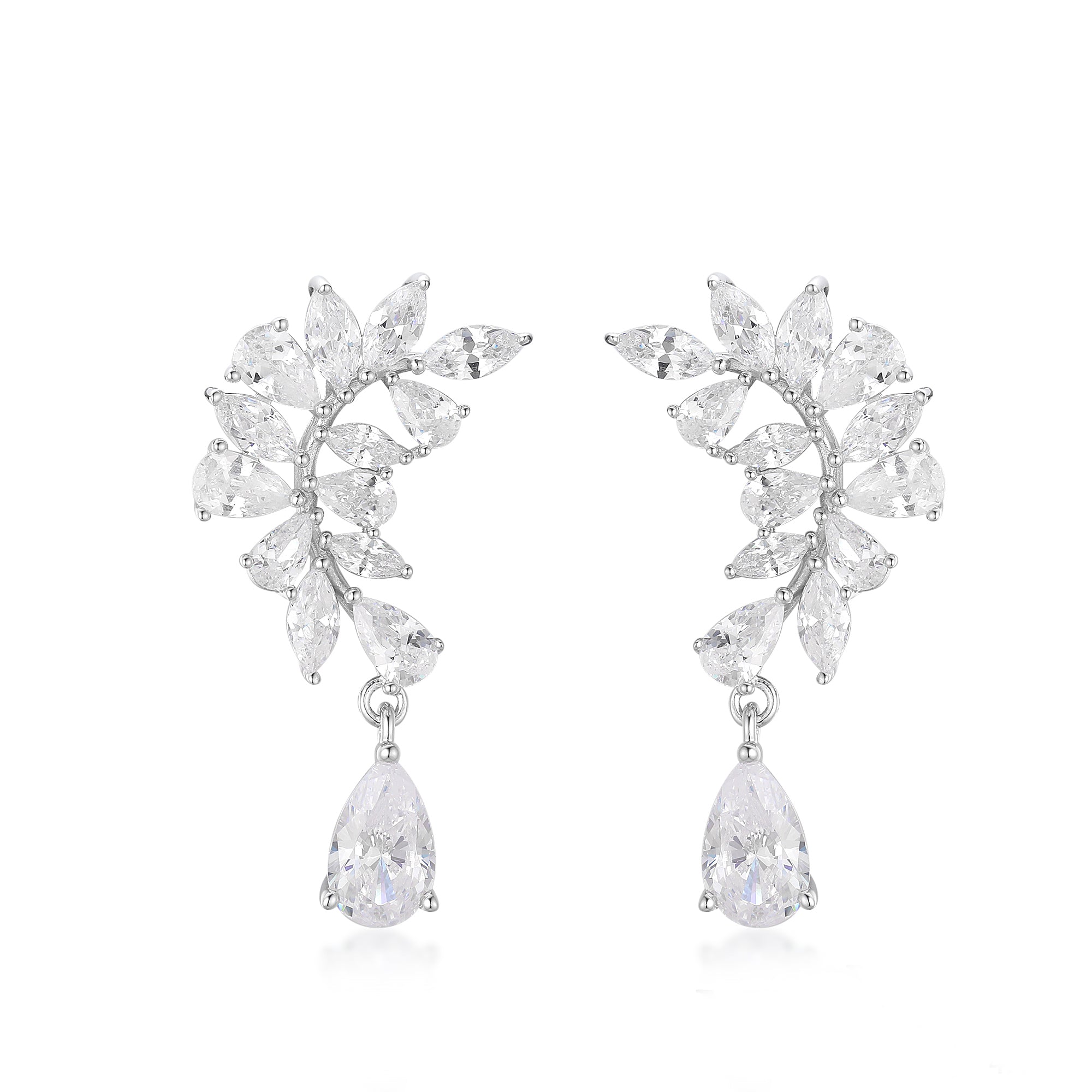 Gloria Hope Silver Earrings With Drop Cz