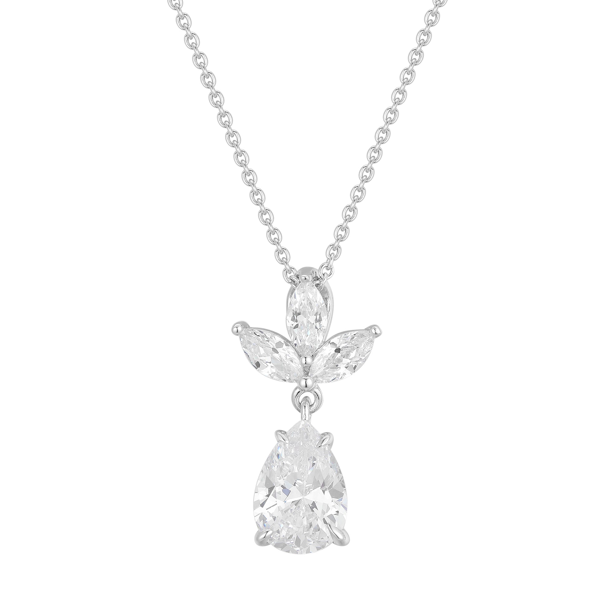 Gloria Hope Silver Drop And Marquise Pendant Jewelry