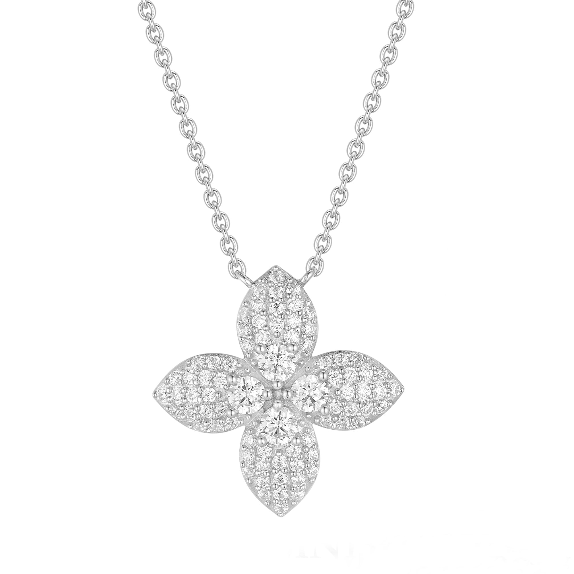 Gloria Hope Silver Full Pave Neckless
