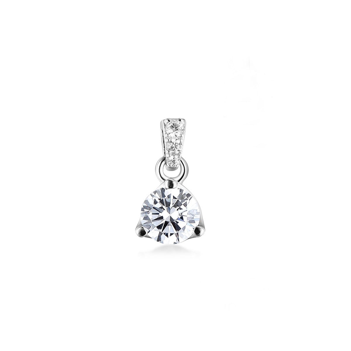Gloria Hope Silver Solitaire Small Pendant With Pave Cz