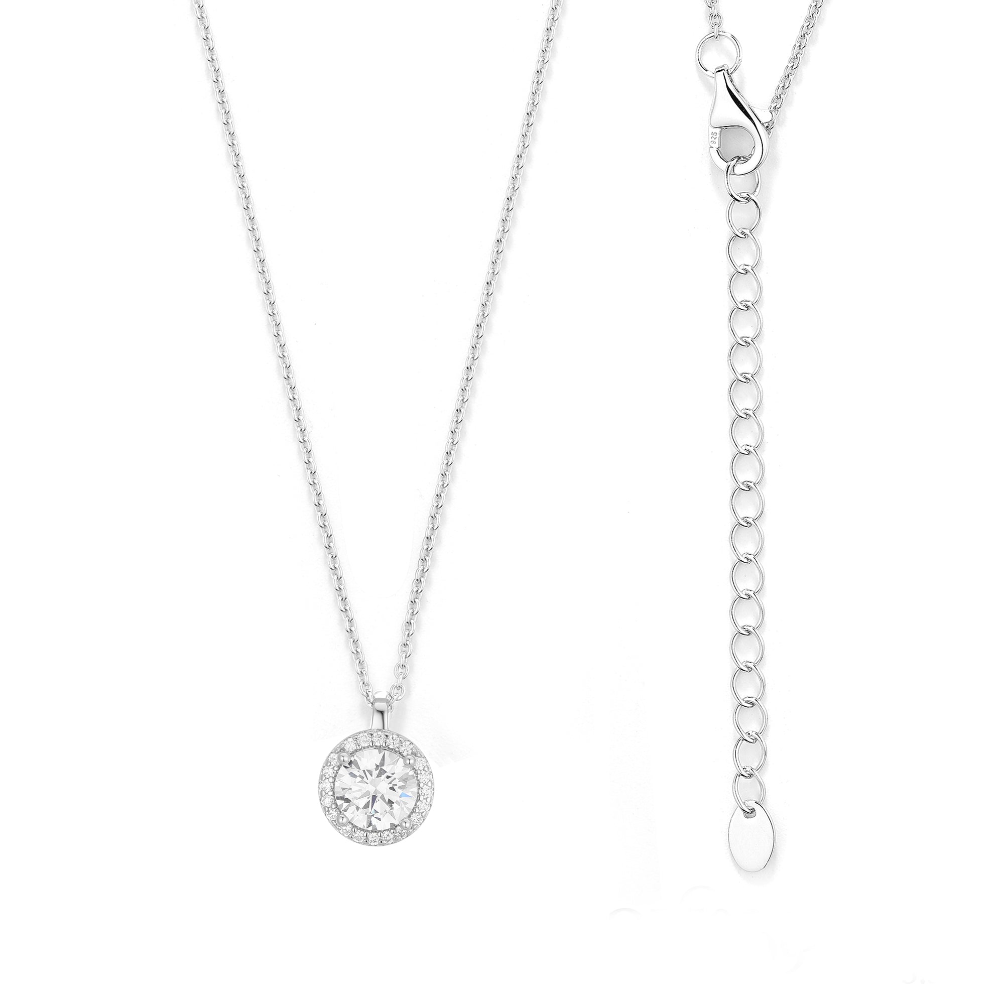 Gloria Hope Silver Solitaire Medium Pendant With Pave Cz