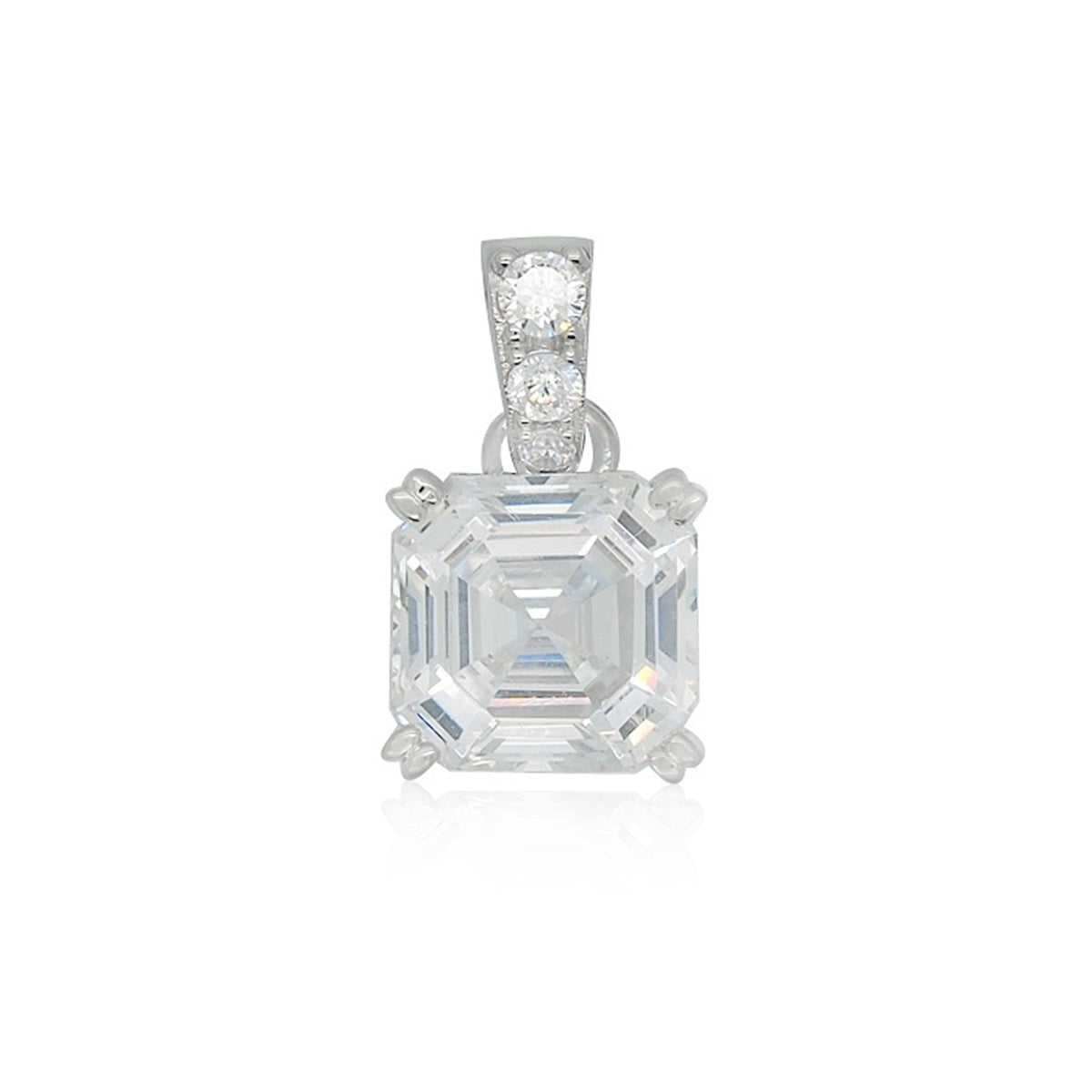 Gloria Hope Silver Square Solitaire Pendant
