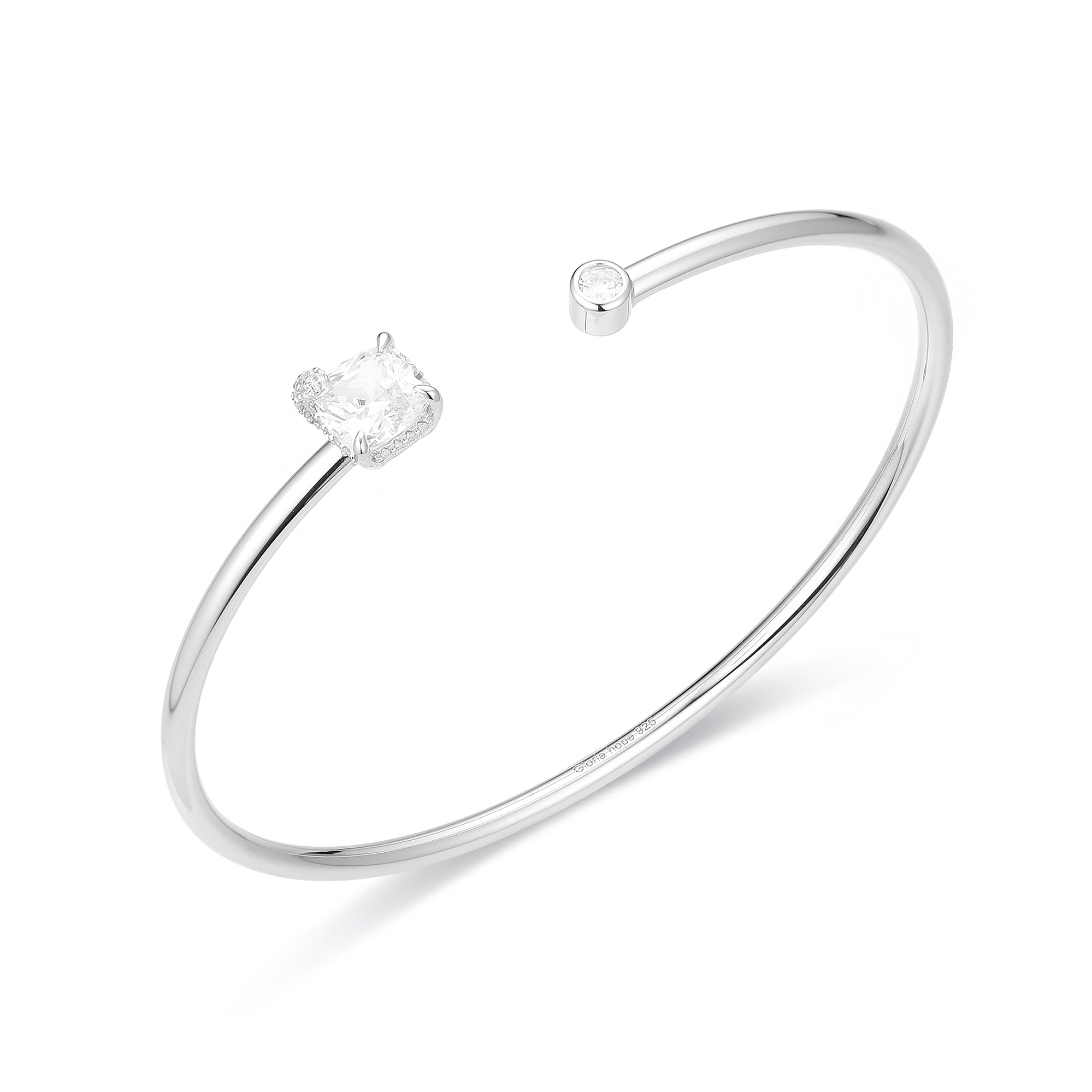Gloria Hope Silver Elegant Square Stone Bracelet
