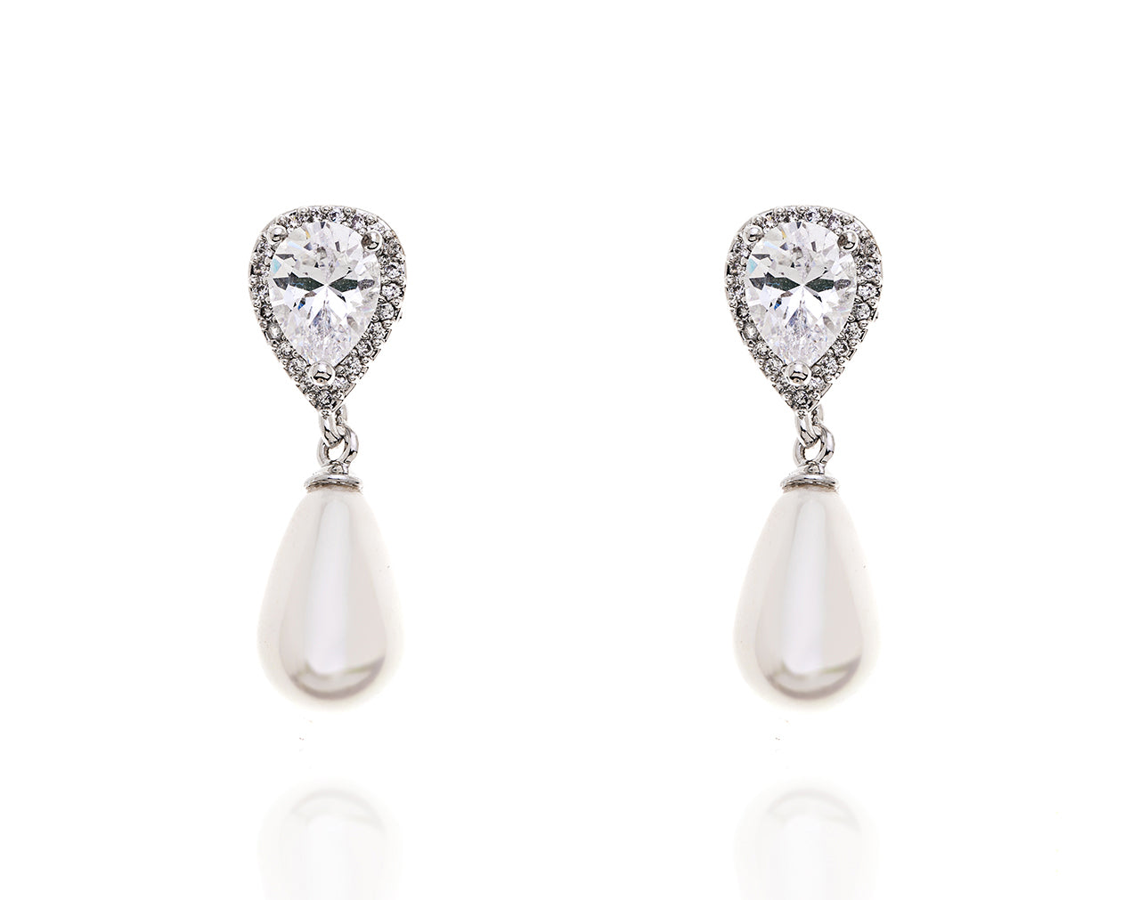 Gloria Hope Earrings With White Zircons And Pearl