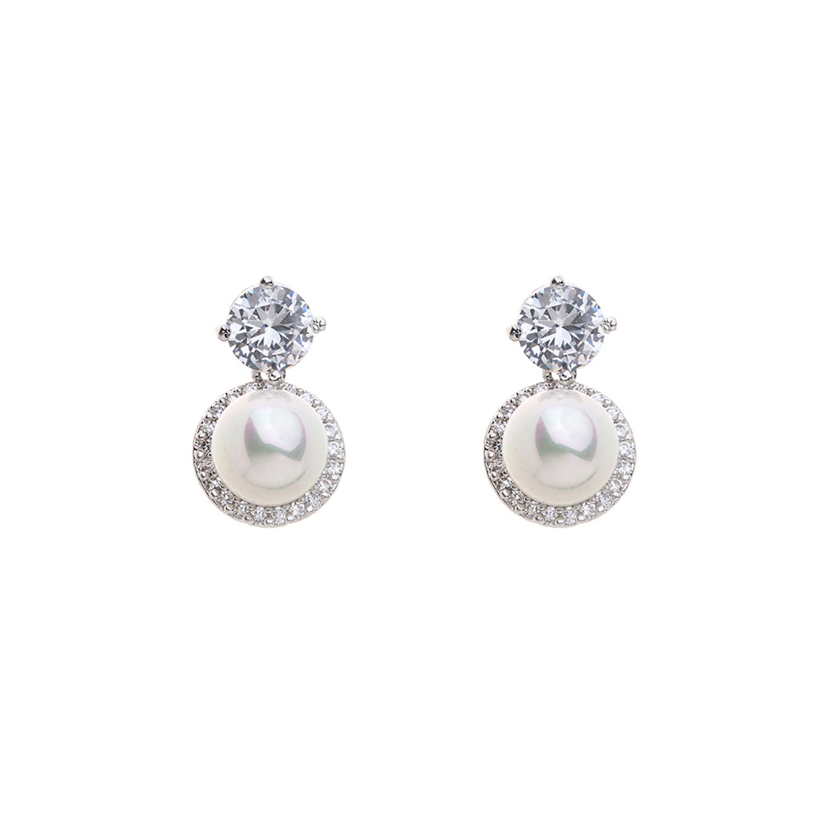 Gloria Hope Earrings With White Zircons And Pearl