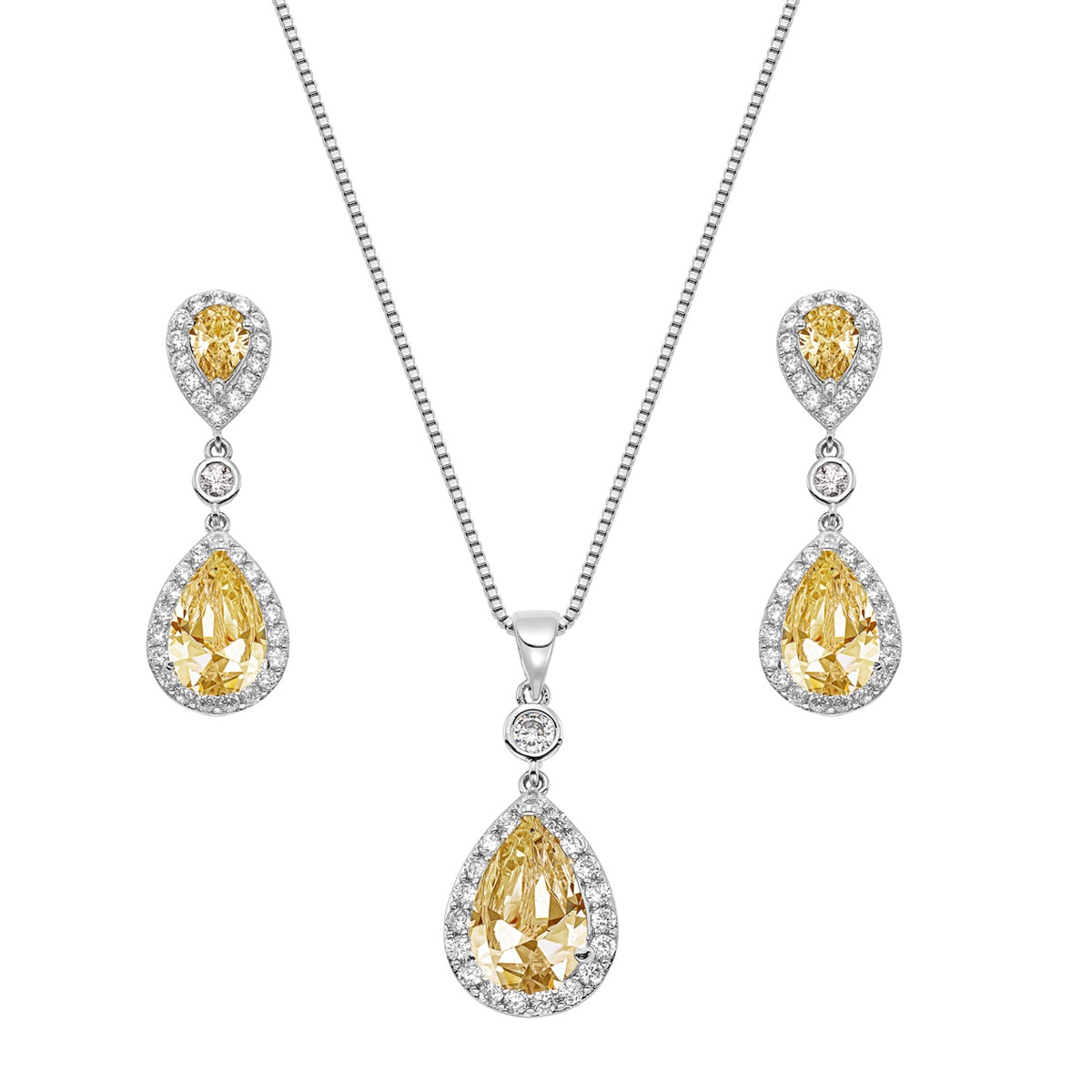 Gloria Hope Jewelry Set With Yellow Zircons
