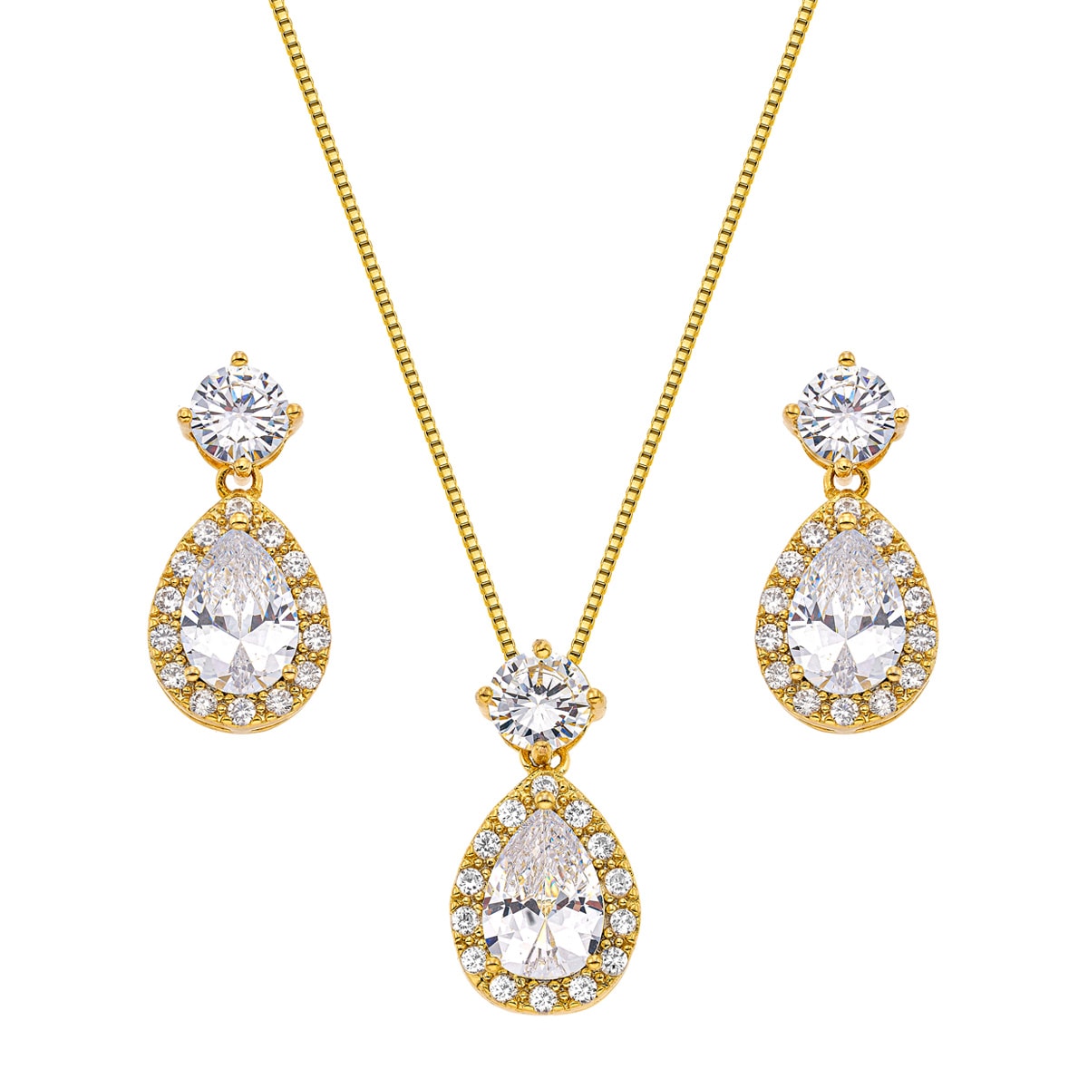 Gloria Hope Jewelry Set With White Zircons