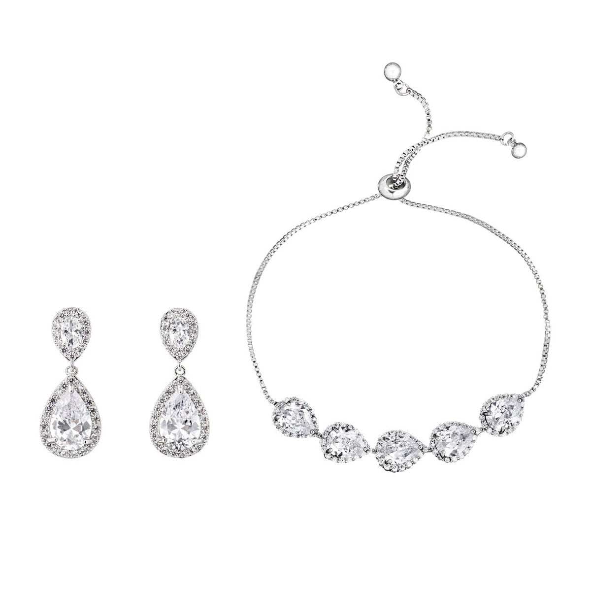 Gloria Hope Jewelry Set With White Zircons