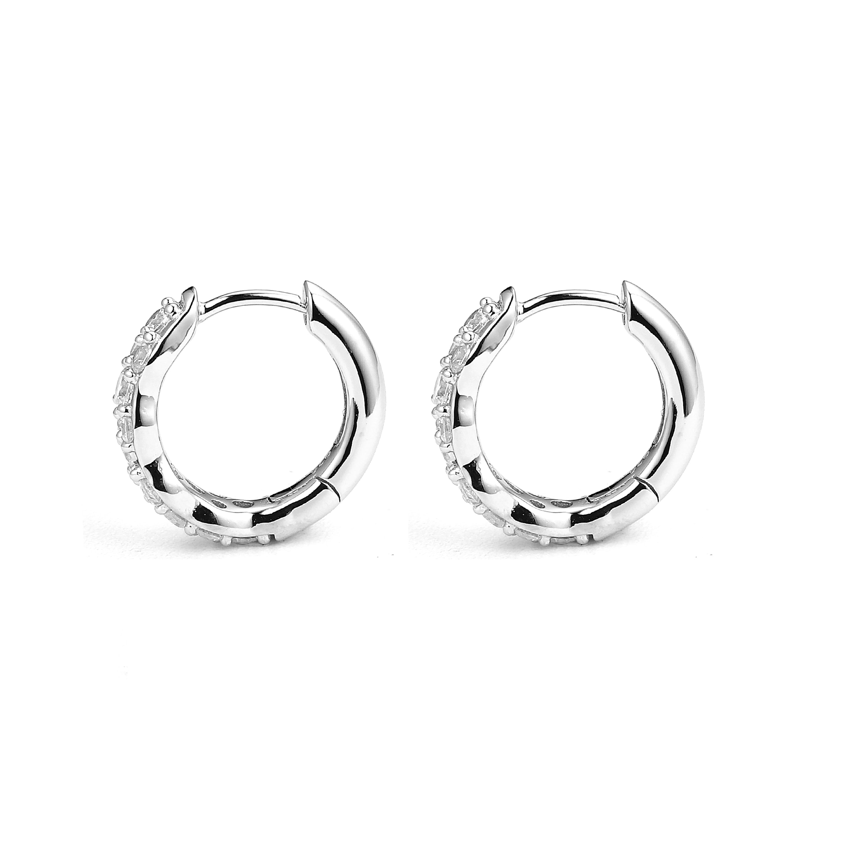 Gloria Hope Silver Huggie Earrings with Cz