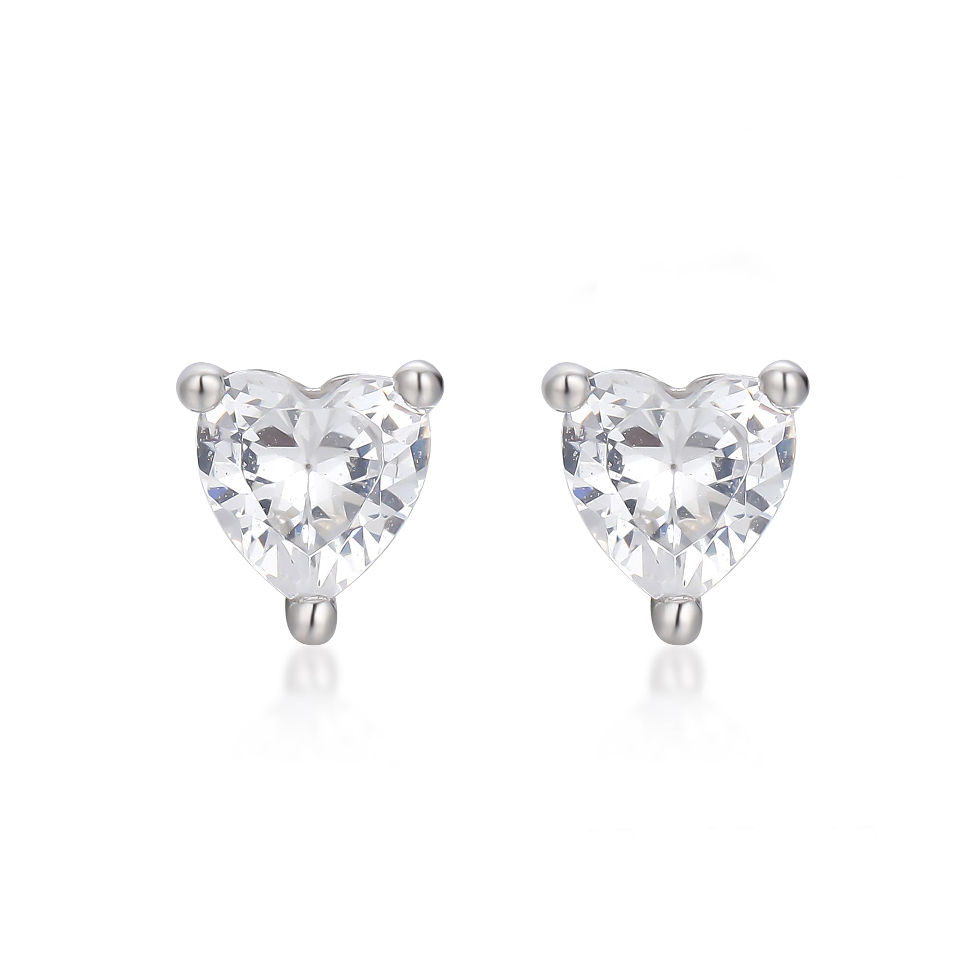 Gloria Hope Silver Heart Cz Earrings