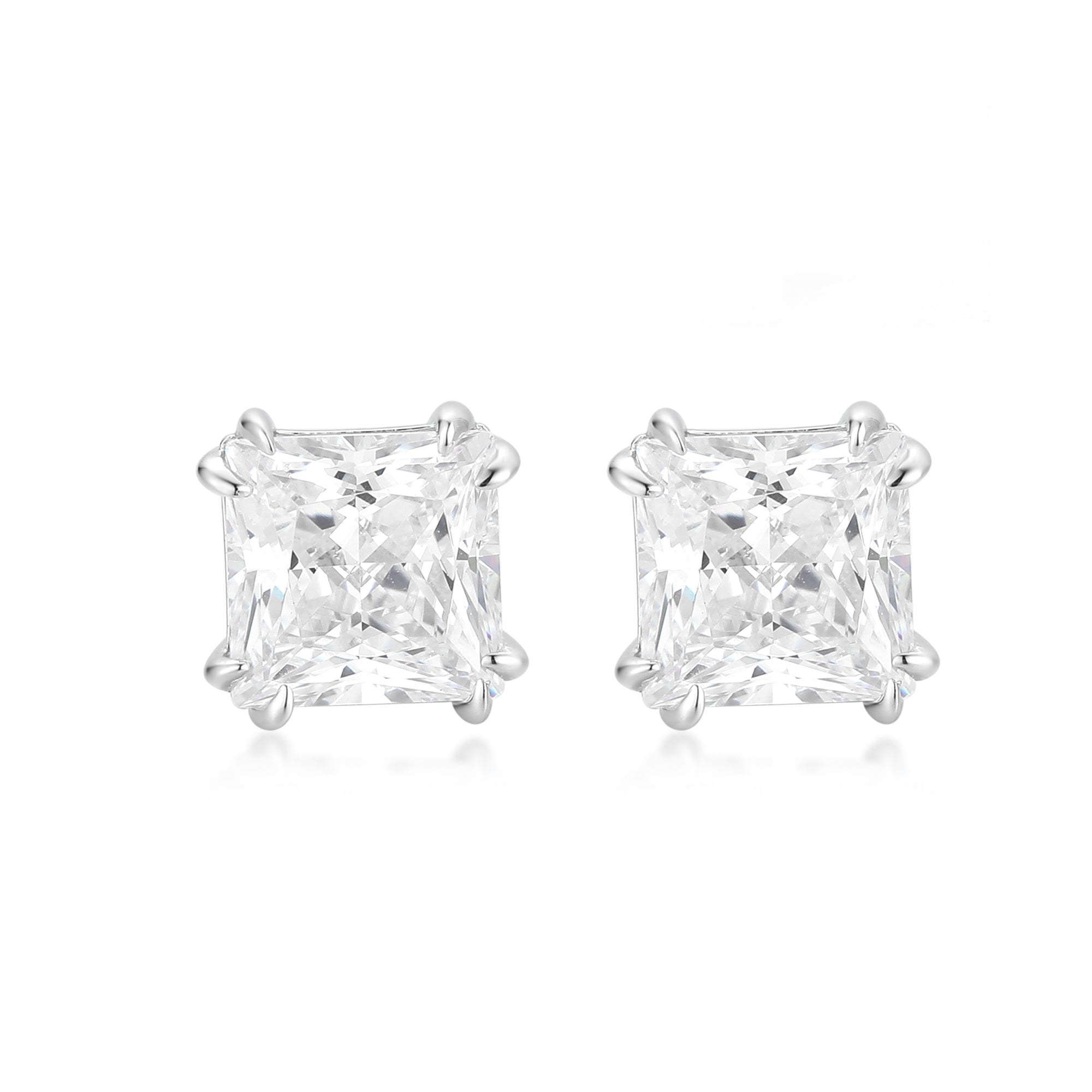 Gloria Hope Silver Square Cz Earrings