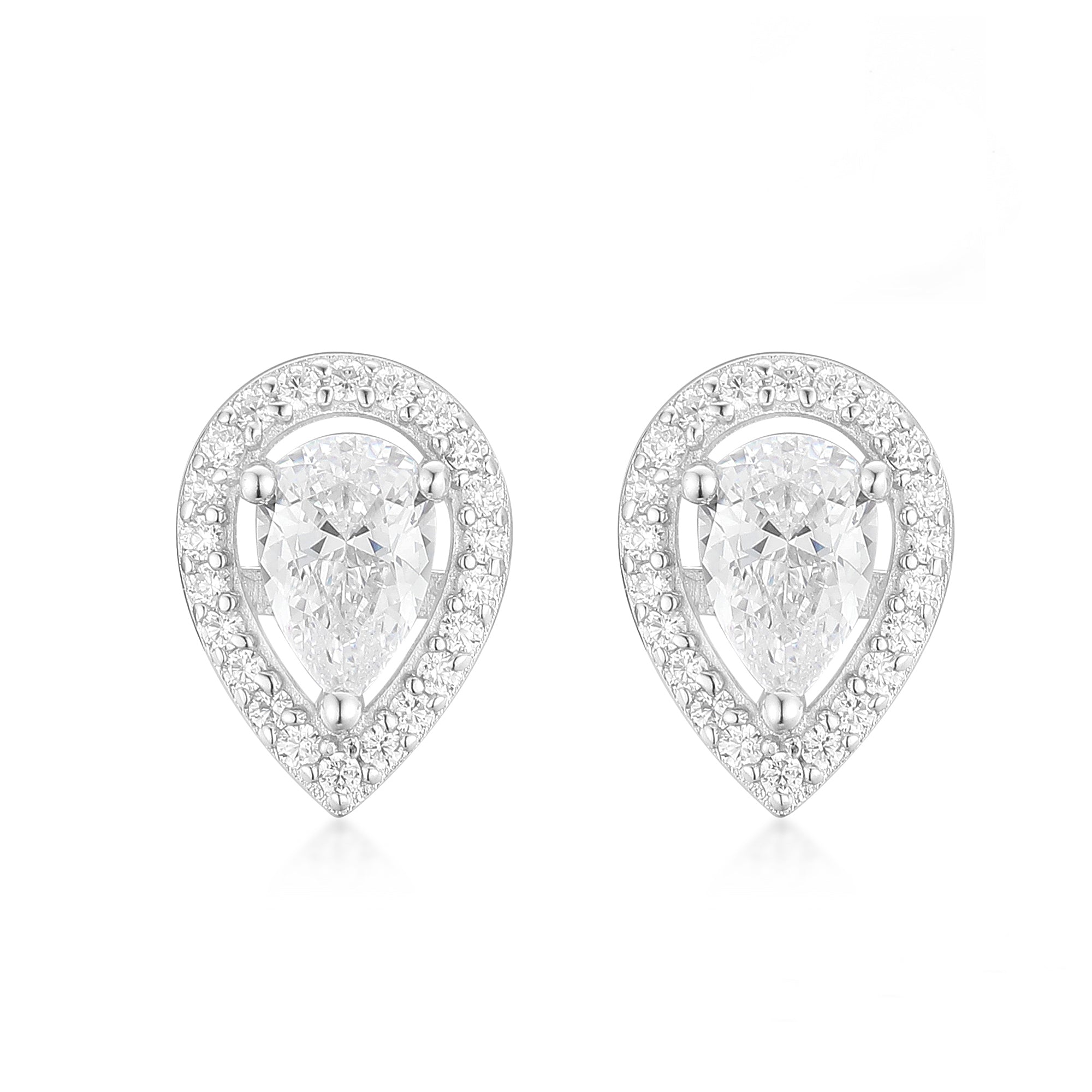Gloria Hope Silver Tear Drop Cz Earrings