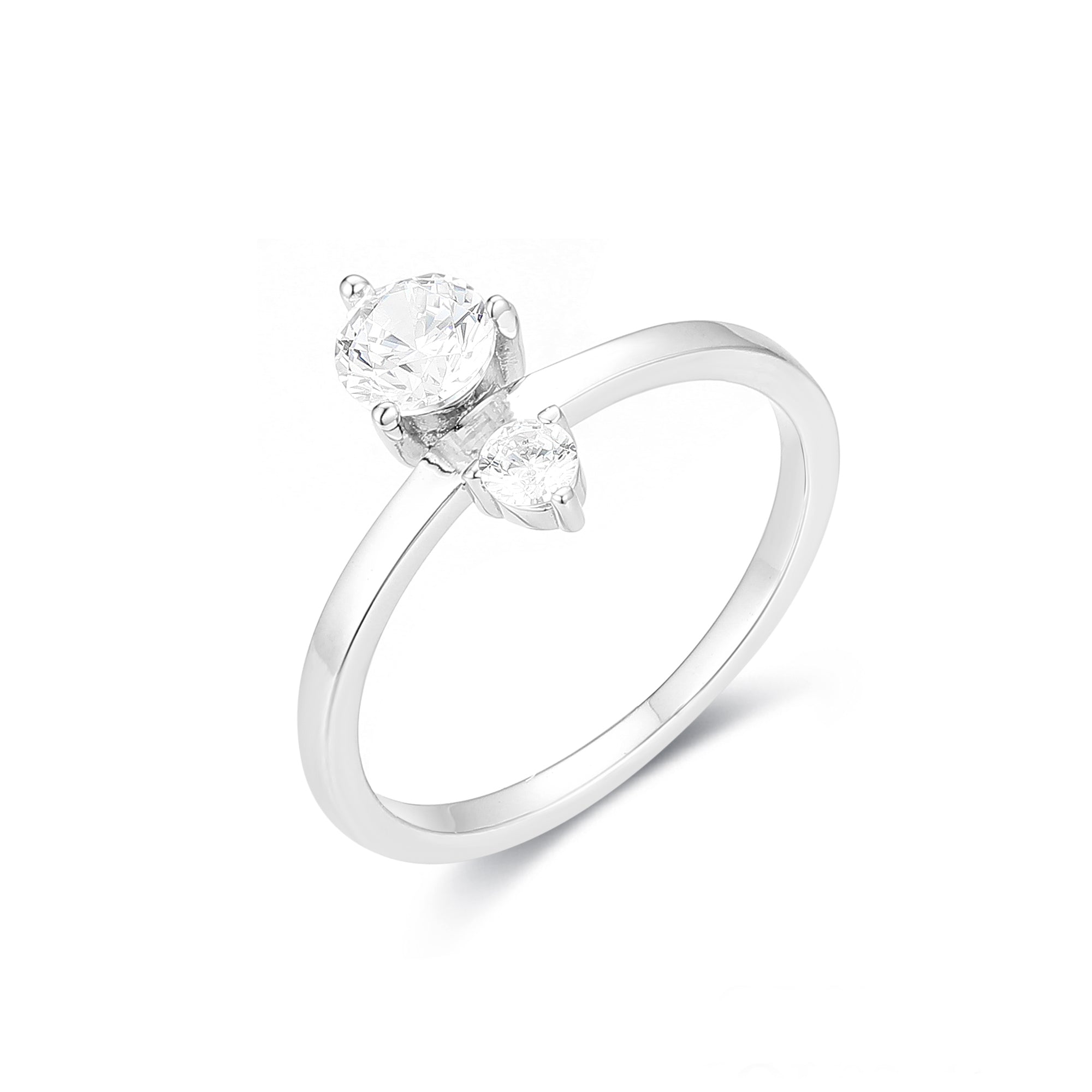 Gloria Hope Silver Two Stones Medium Ring