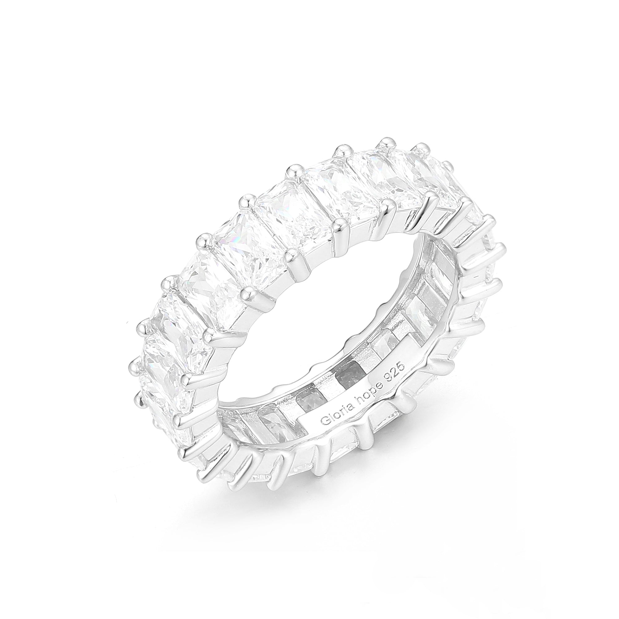 Gloria Hope Silver Baguette Band Ring