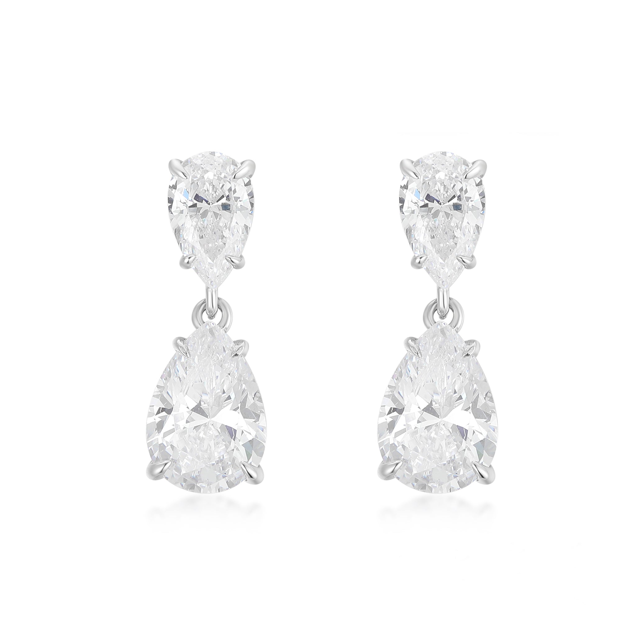 Gloria Hope Silver Two Drops Earrings Silver Earrings