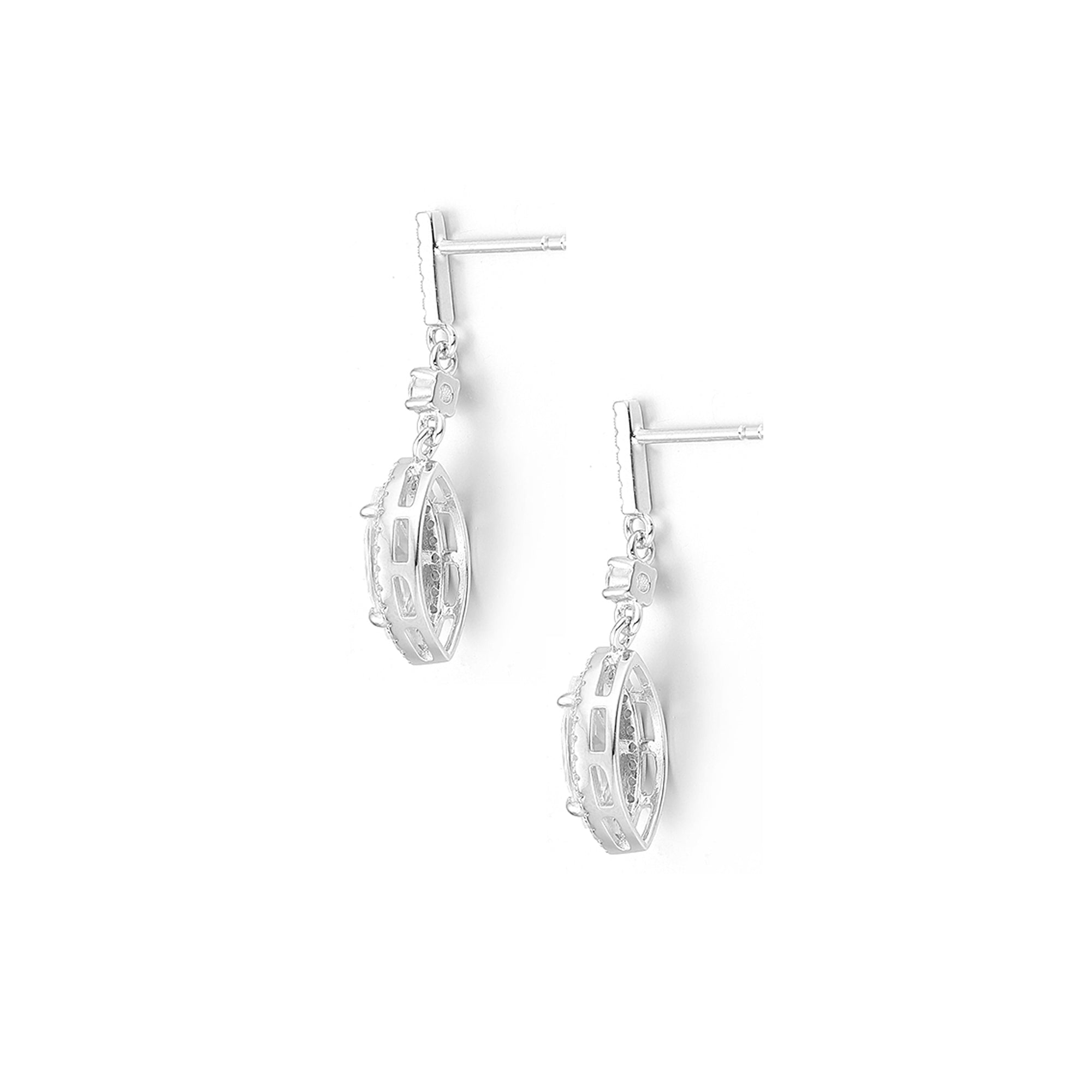 Gloria Hope Silver Marquise Shape Pave Silver Earrings