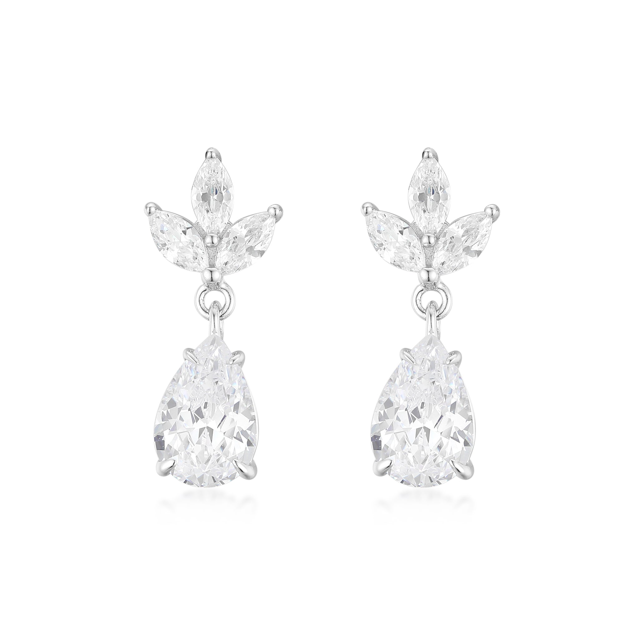 Gloria Hope Silver Tear Drop With Marquise Earrings Earrings