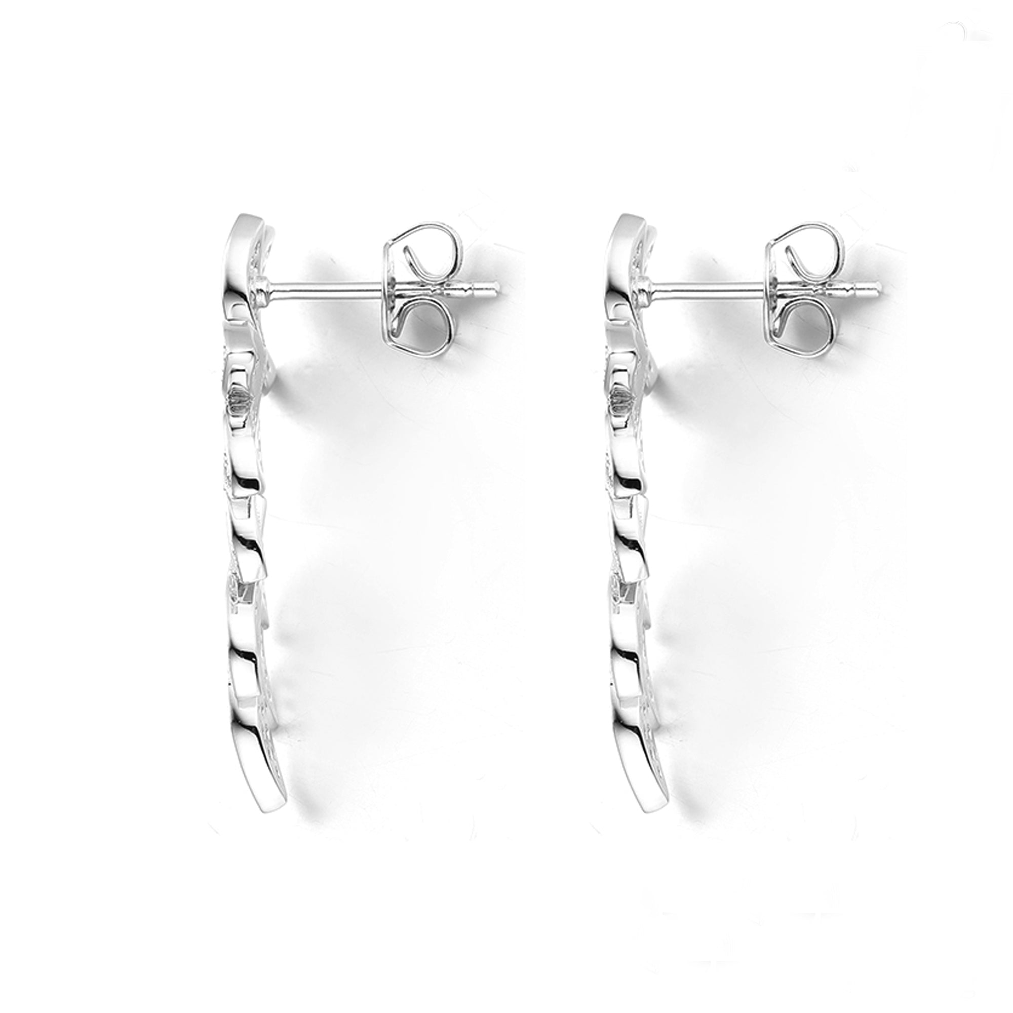 Gloria Hope Silver Pave Flower Earrings