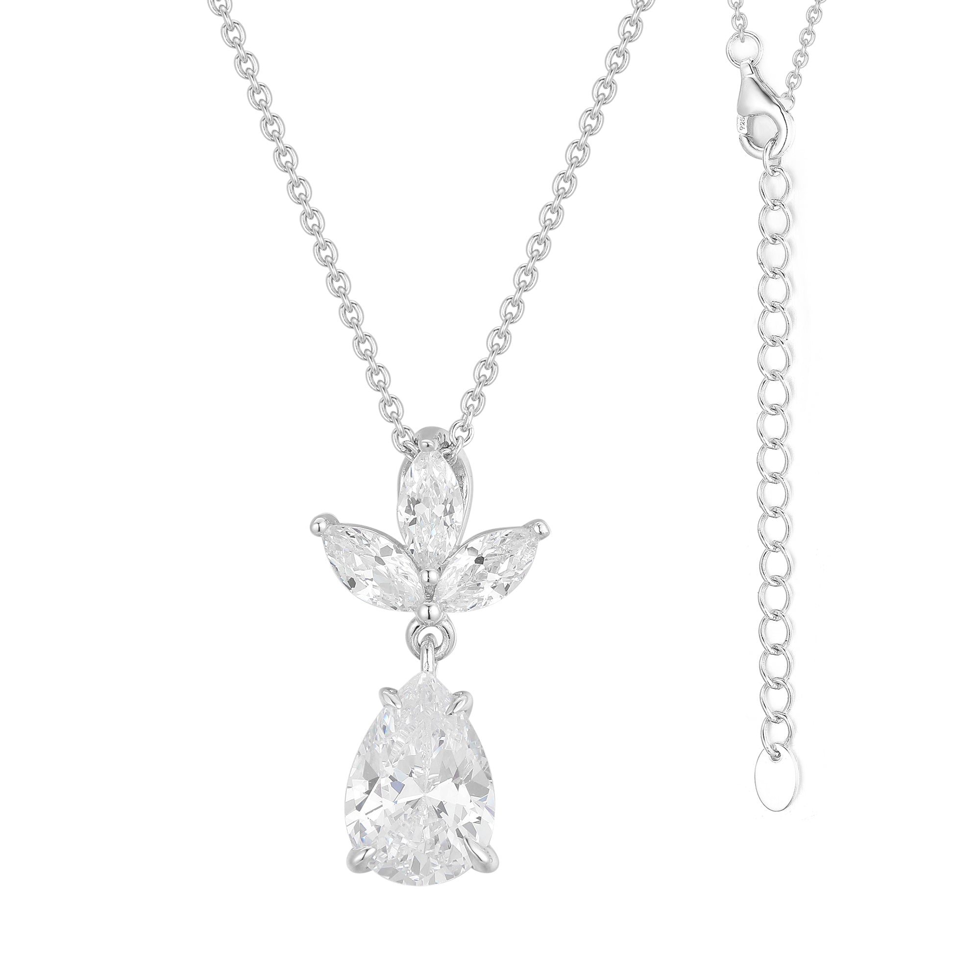 Gloria Hope Silver Drop And Marquise Pendant Jewelry