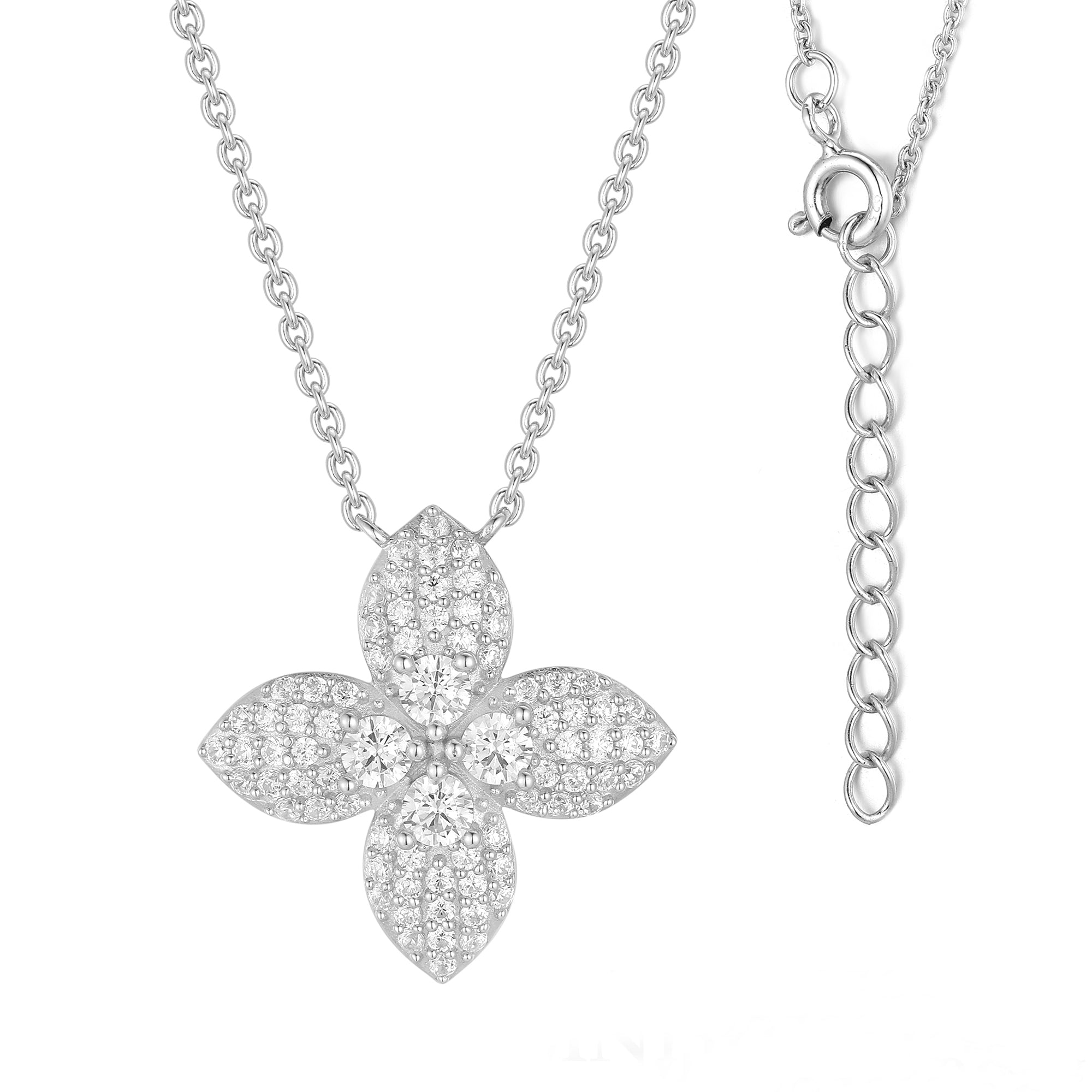 Gloria Hope Silver Full Pave Neckless
