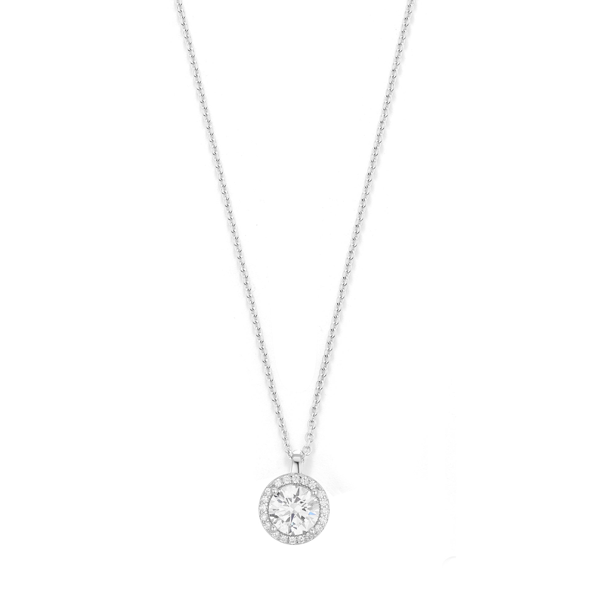 Gloria Hope Silver Solitaire Medium Pendant With Pave Cz