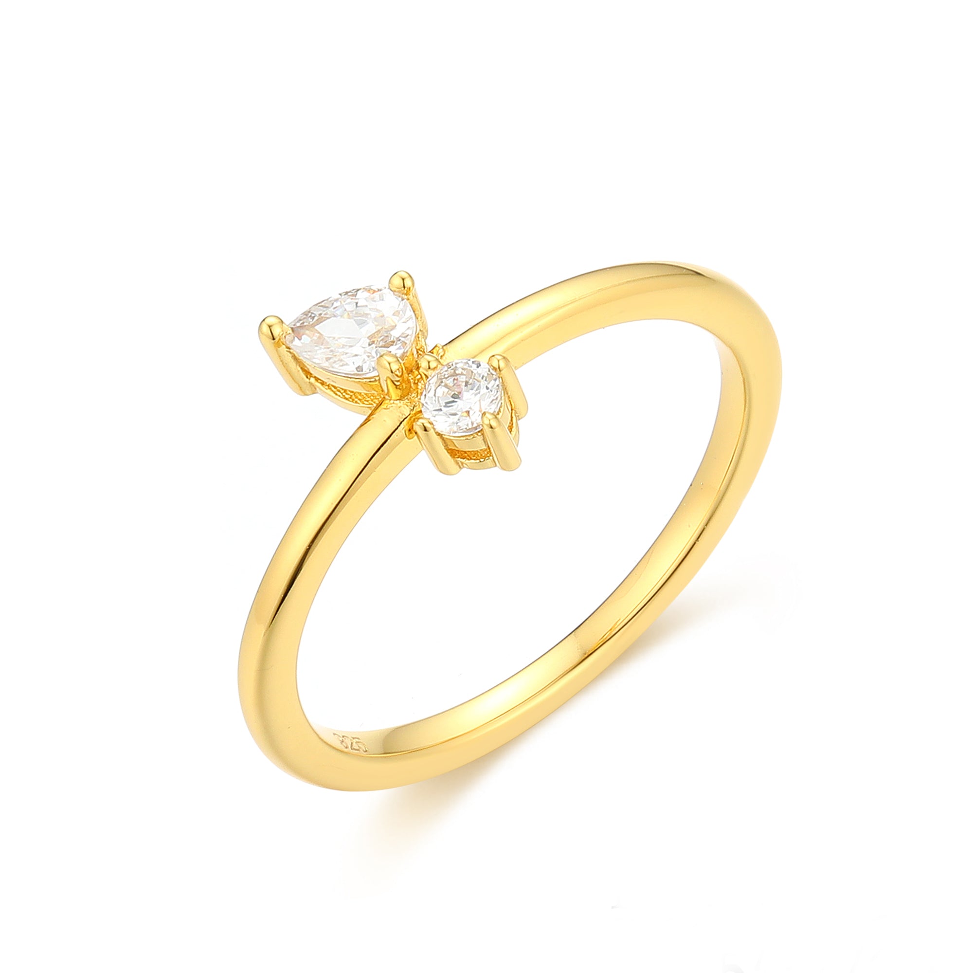Gloria Hope K18 Vermeil Two Stones Ring
